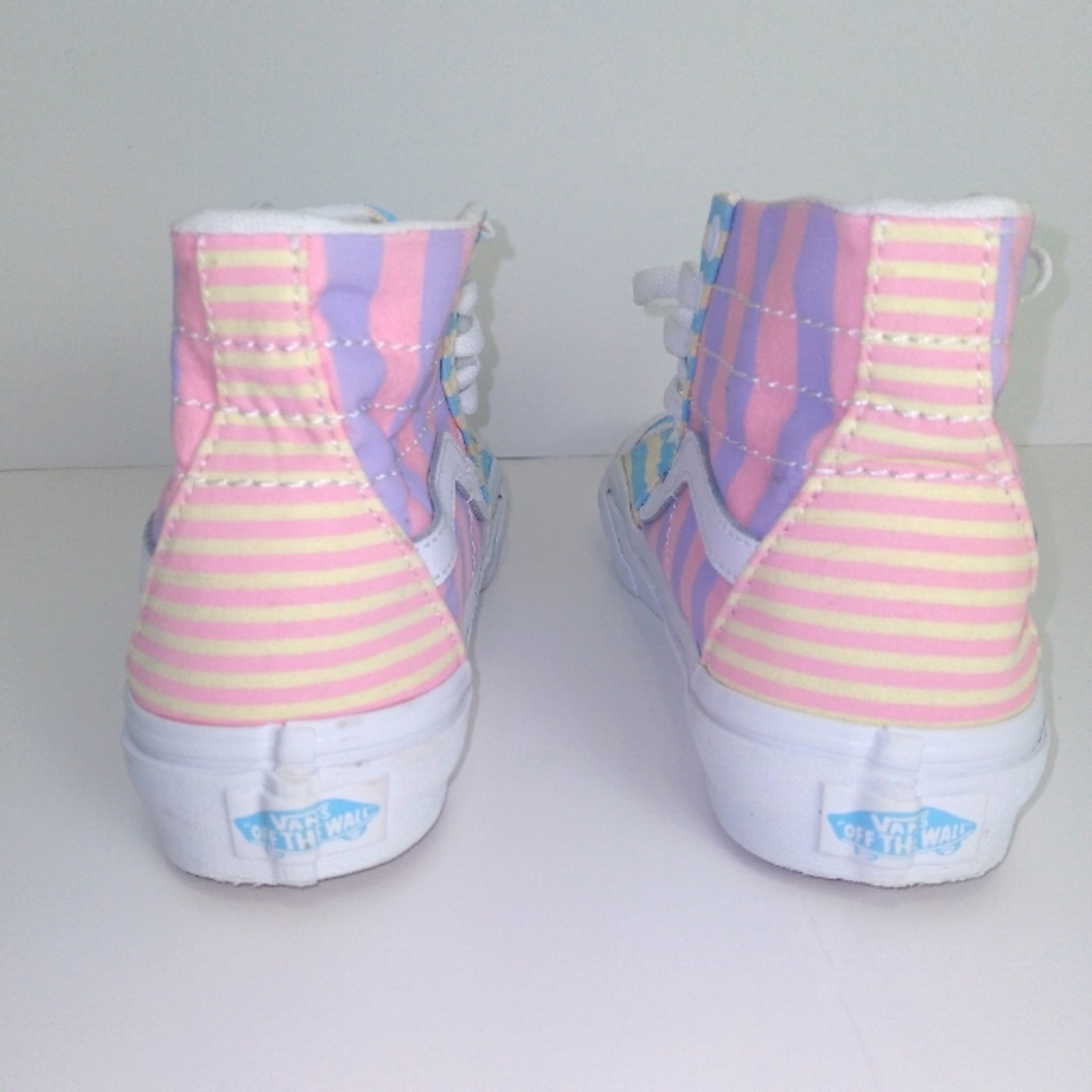 VANS SK8-Hi Tapered Women's Size 5.5 Multi-Color Pastel Stripes Skater Shoes EUC - Picture 3 of 12